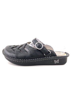 Alegria Freesia Black Leather Mules EUR 39